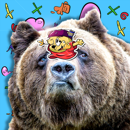 Bear and Beer Hat Sticker