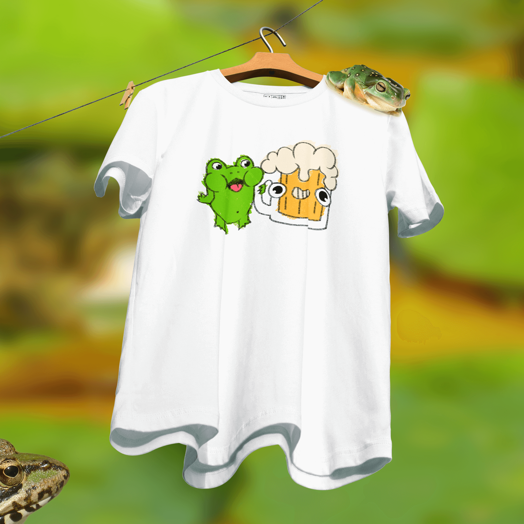 Cute shirt featuring a Frog and Beer as best friends